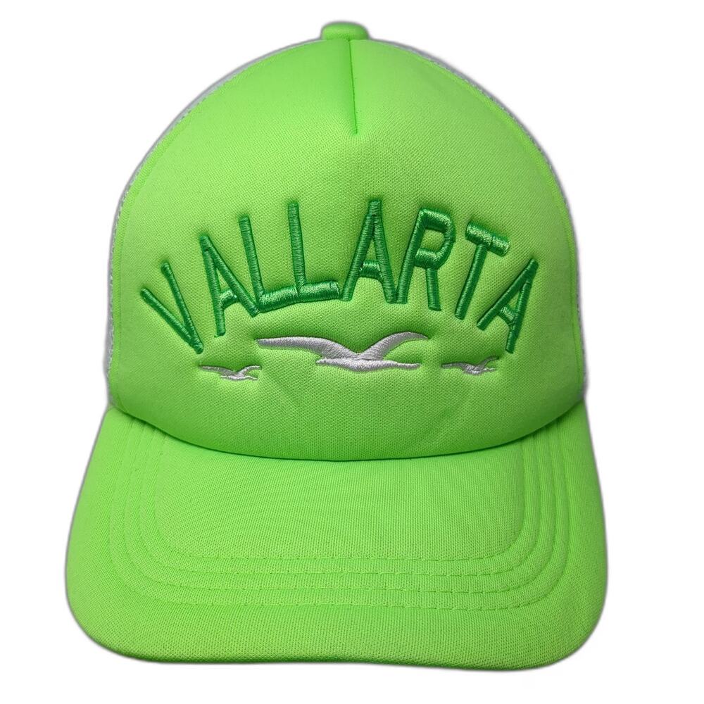 Trucker Hat Green One Size Mesh Back Vallarta Embroidery Seagulls Mexico